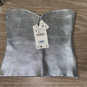 Zara NWT metallic corset